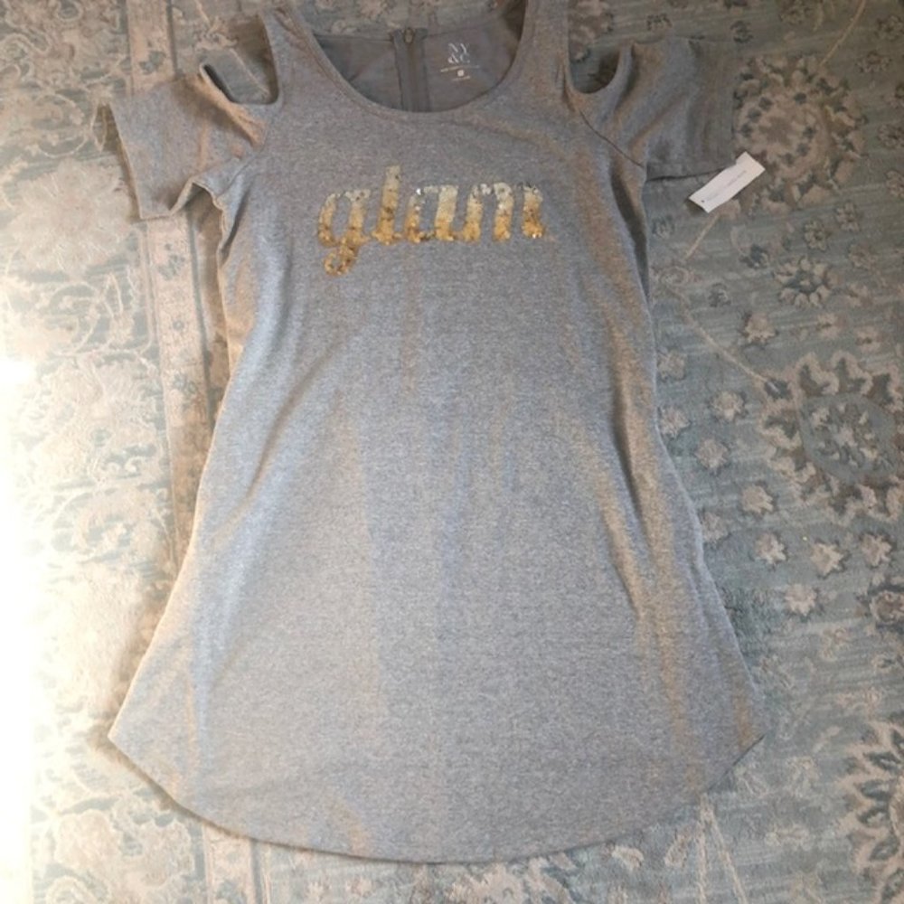 New York & Co Cold Shoulder Sweatshirt Dress Sz M